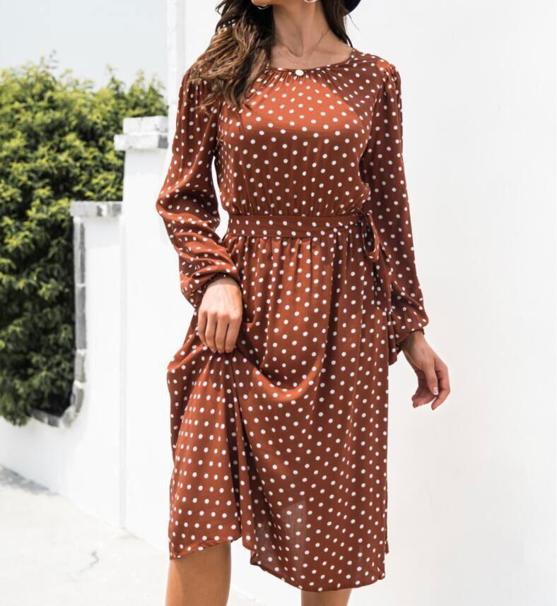 2021 Fall New Arrival Women's Polka Dot Round Neck Halter Dress 3