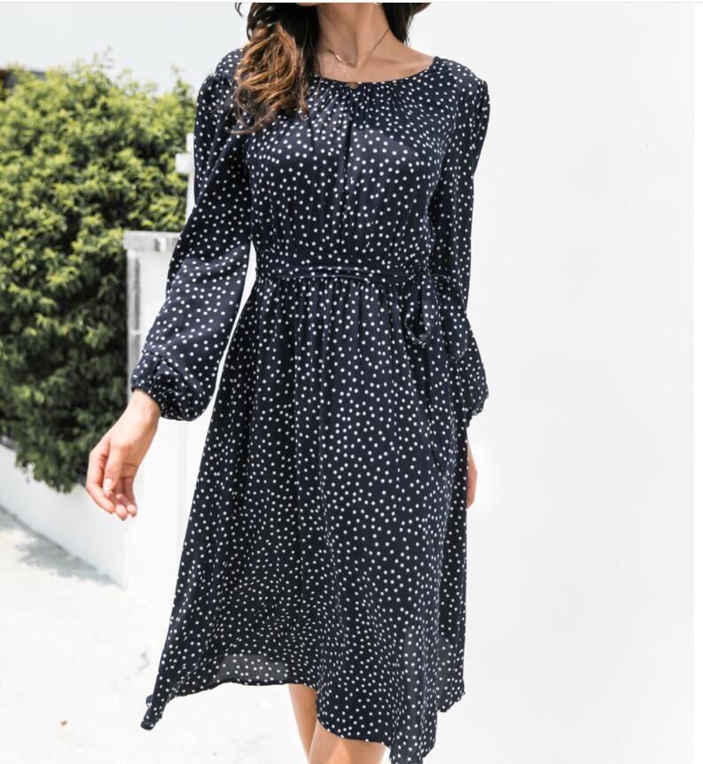 2021 Fall New Arrival Women's Polka Dot Round Neck Halter Dress 5