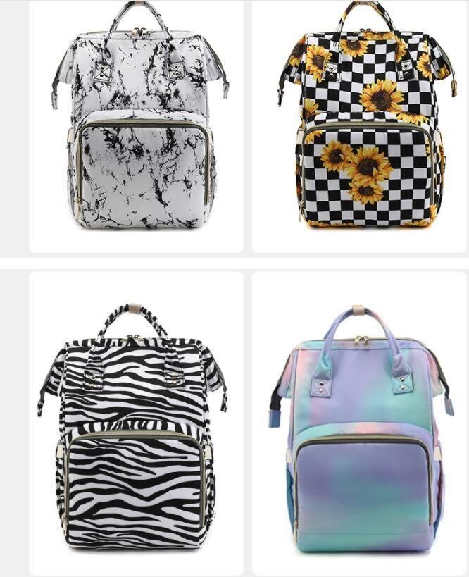  Fashion Printed Backpack, Multifunctional and Large Capacity Mother and Baby Bag