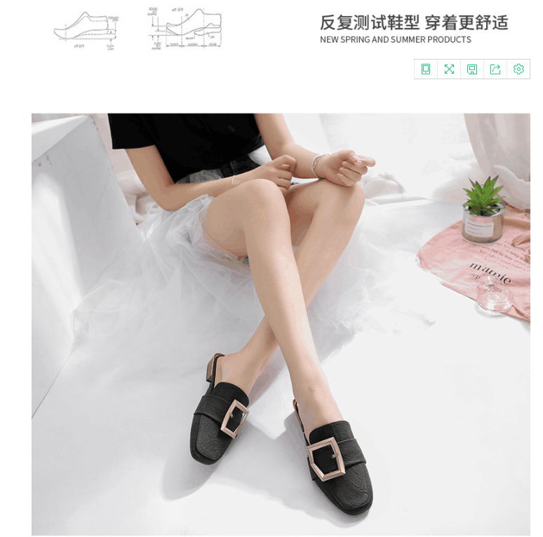 2021 new all-match women's shoes thick heel metal buckle women's shoes 