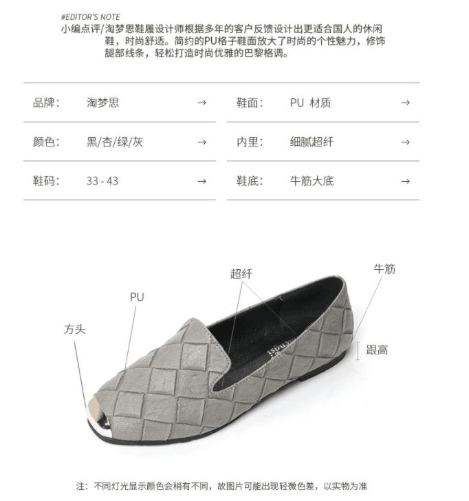 Square toe flat shoes women's imitation plaid woven shallow mouth lazy shoes 2