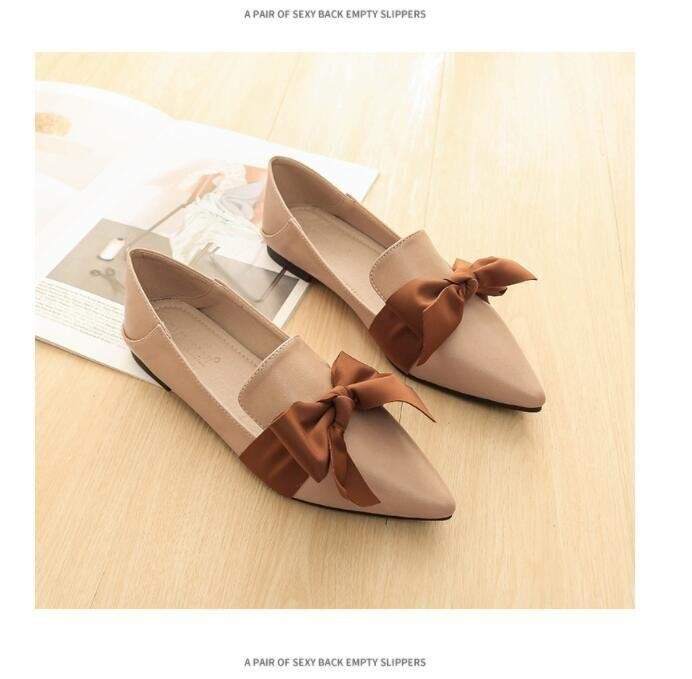 Fashion bow flat shoes with one foot and two wear loafers with soft sole 4