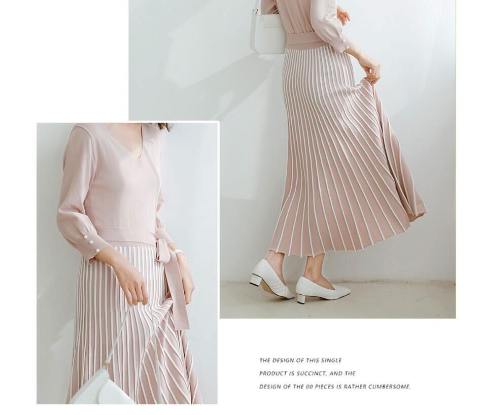 New retro elegant knitted pleated skirt  4