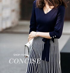 New retro elegant knitted pleated skirt 