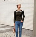 One-line collar off-shoulder pullover sweater women's autumn new style  1