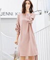 Mid-length loose knit dress with pleated design 