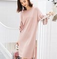 Mid-length loose knit dress with pleated design 
