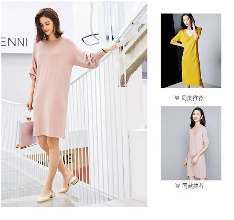 Mid-length loose knit dress with pleated design  2