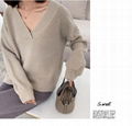 2021V-neck bat sleeve lazy knit sweater 