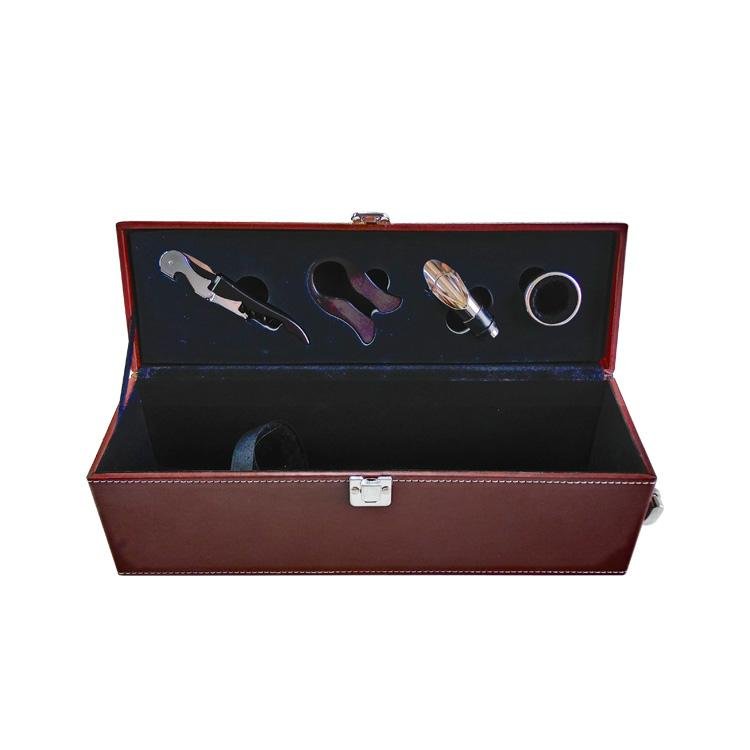 Custom wholesale pu leather premium wine bottle packaging box single wine box 5