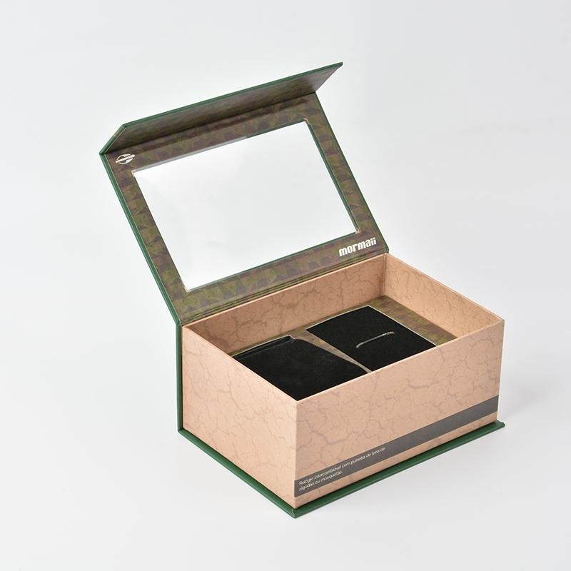 Customized Window Paper Packaging Magnetic Hinged Rigid Cardboard Box  2