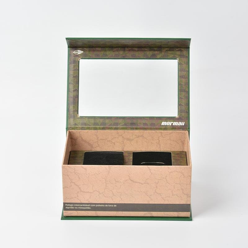 Customized Window Paper Packaging Magnetic Hinged Rigid Cardboard Box  4