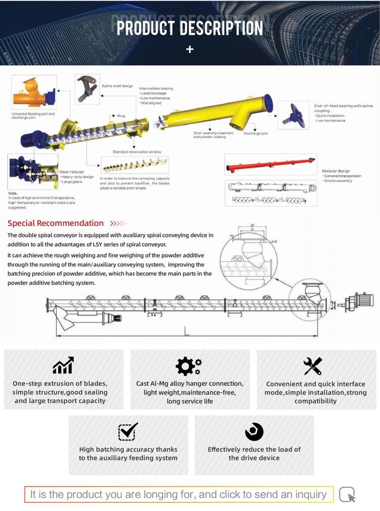 Automatic Screw Conveyor Feeder / Powder Flexible screw auger conveyor  3