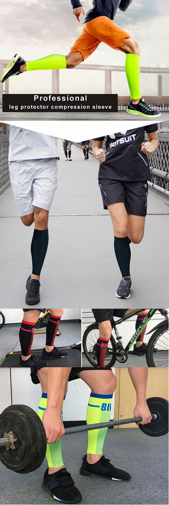 Breathable Sports Protection Knee Pads Brace Custom Knee Brace Calf Sleeve 5