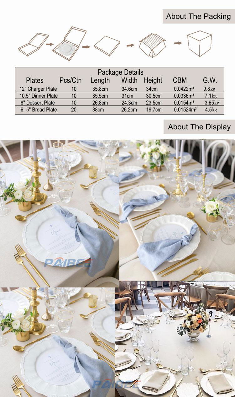 Wholesale porcelain luxury wedding dinnerware sets charger dinner bread plate 3