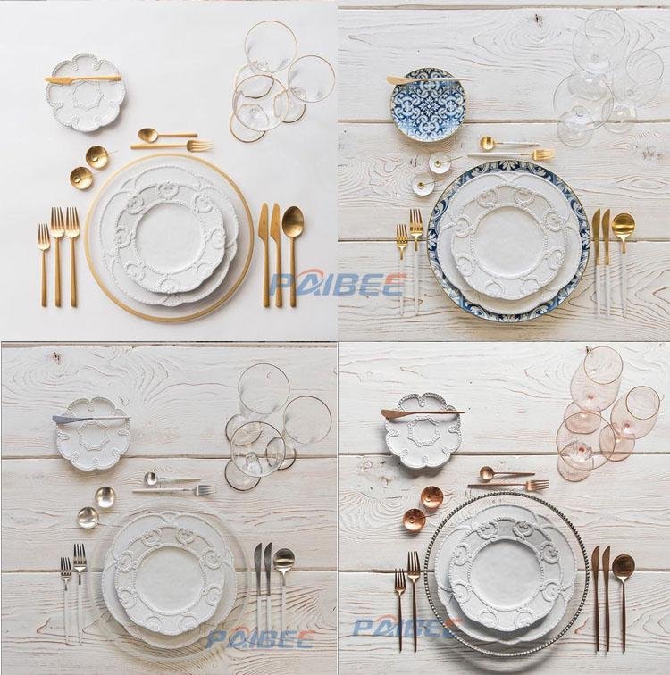 Wholesale porcelain luxury wedding dinnerware sets charger dinner bread plate 5