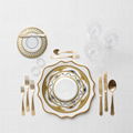 Fine bone china ware ceramic food plate sets with gold rim