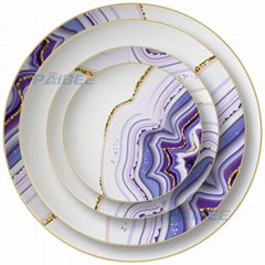 Luxury Home Crockery Salad Pad Printing Dinner Set Custom Wedding Plates