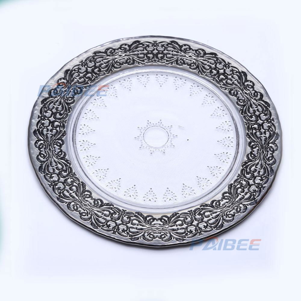 OEM ODM Lead Free Unique Round New Charger Plates Glass Tableware 2