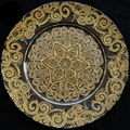 Wedding Dinning Decorative Glass Tableware 13 inch Charger Gold Rim Glass Plates 1