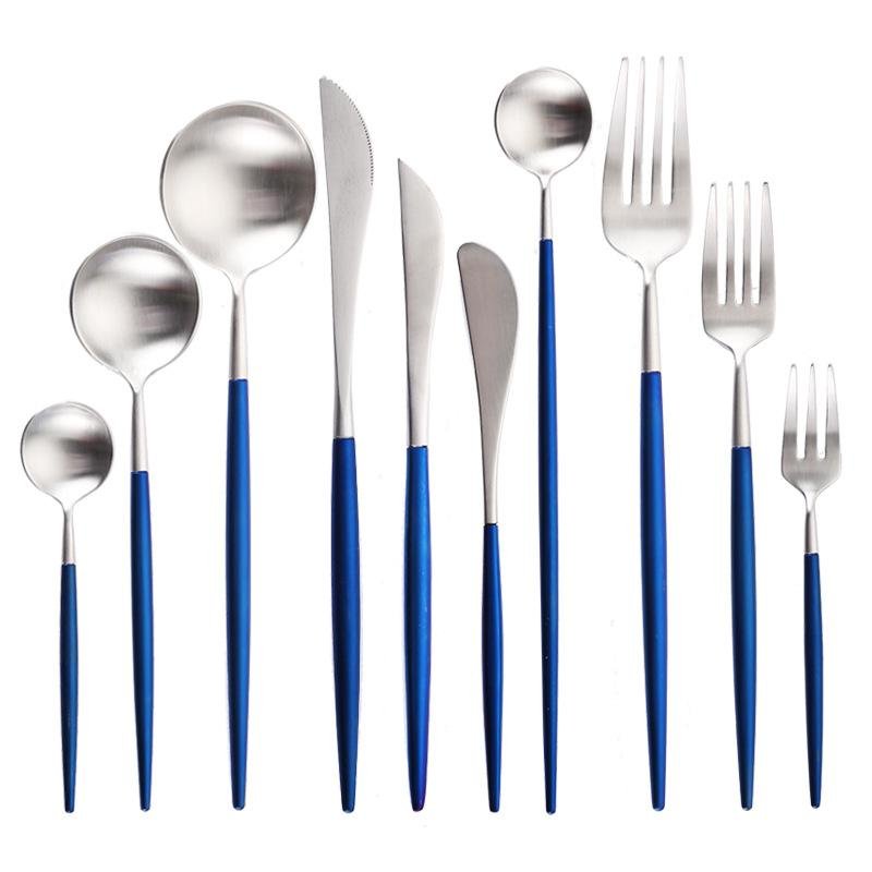 Wholesale silverware gold dinner knife spoon fork set cutlery 2