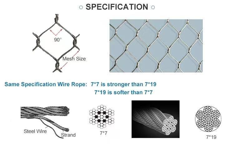 High Tensile Strength Flexible Animal Enclosure 316 Stainless Steel Wire Rope Me 3