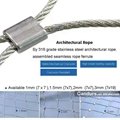 AISI 316 Architectural Rope Diamond Ferrule Type Flexible Stainless Steel Wire C 6