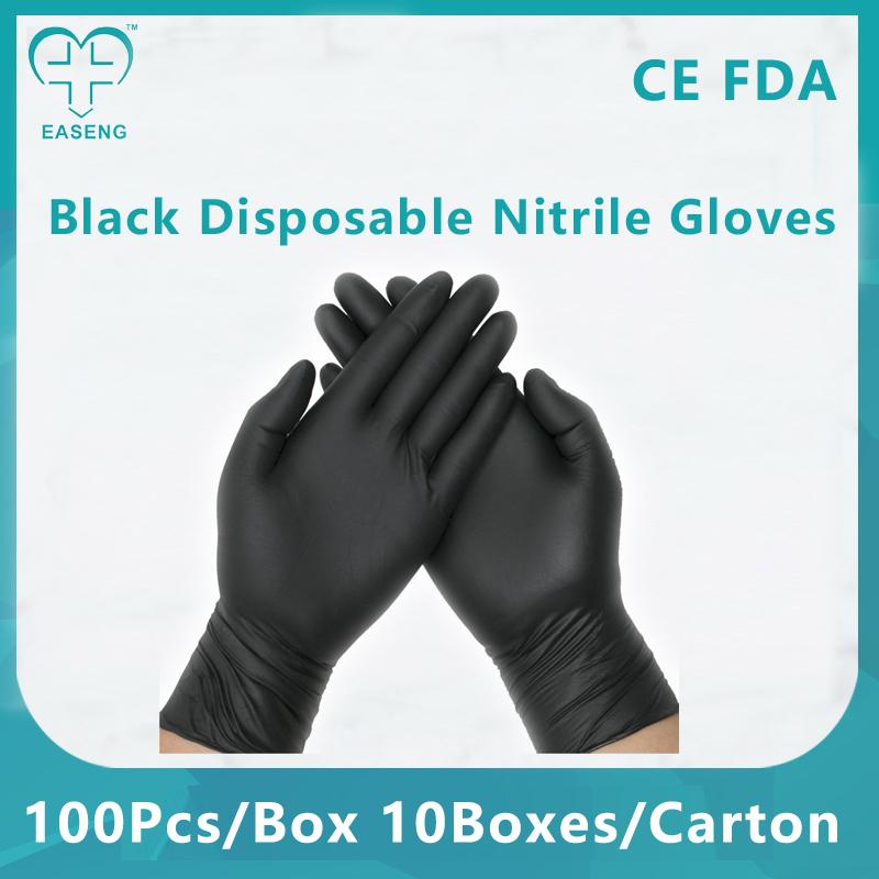 Easeng Black Disposable Nitrile Gloves Food Grade Powder Free