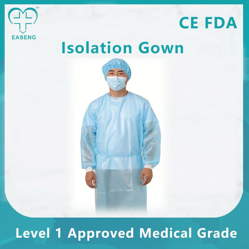 Easeng Medical Isolation Gown Disposable Coat Type Nonwoven Blue