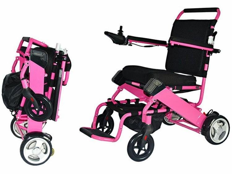 Foldable lightweight electric wheelchair 250W brushless motor lithium battery 4