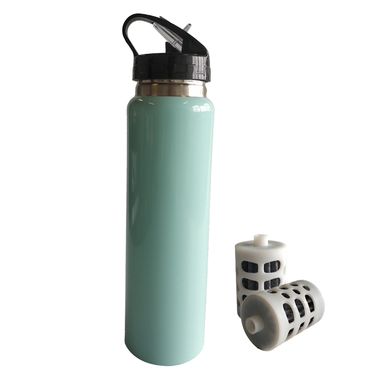 Travel portable stainless steel sports water bottle high flow filter