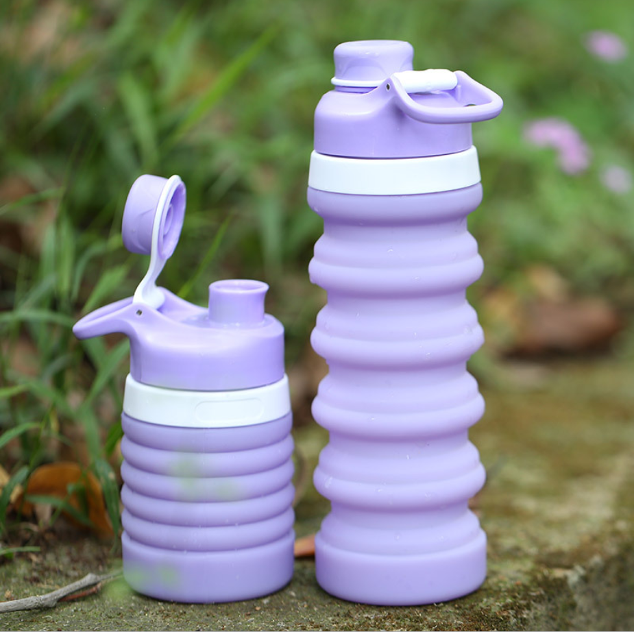 Fashion environmental friendly outdoor folding silicone filter water bottle