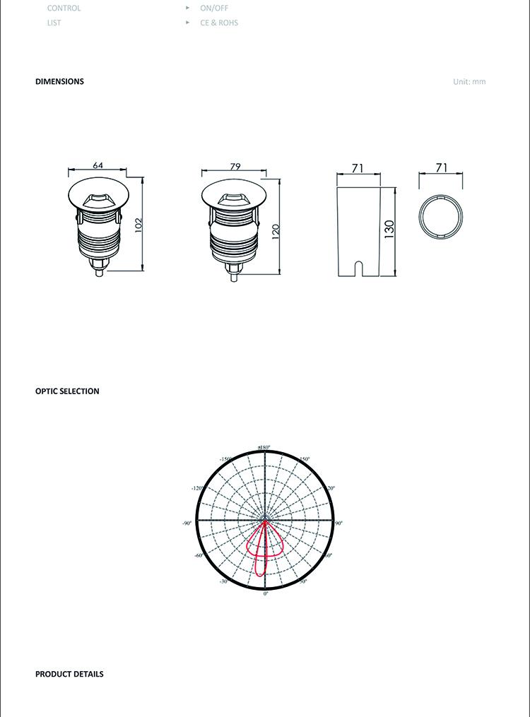 3W In-Ground Led Surface Washer with three light out directions IP67 4