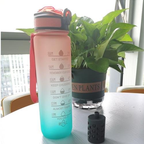 Color plastic sports portable filter water bottle