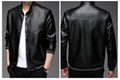 Middle-aged men's spring and autumn stand-up collar leather jacket dad wear tren 1