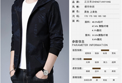 Spring and Autumn Hooded Jacket Men's Fashion Korean Printed Woolen Jacket Youth