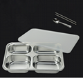 Compartment Plate 4 In 1 Stainless Steel Square Dinner Plate 2