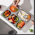 Compartment Plate 4 In 1 Stainless Steel Square Dinner Plate 4
