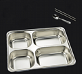 Stainless Steel Divided Dinner Tray Lunch Container Food Plate 2