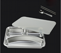 Stainless Steel Divided Dinner Tray Lunch Container Food Plate 3