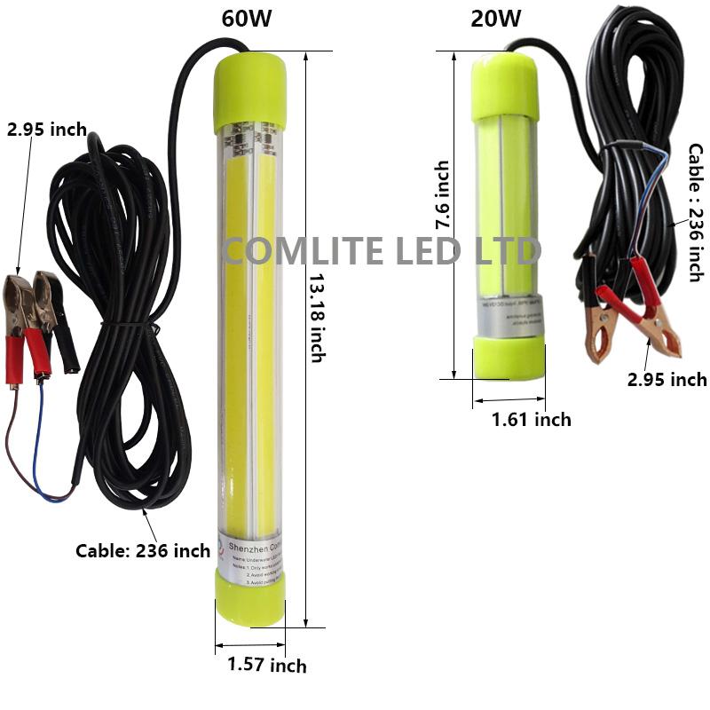 12V 60W COB LED Underwater Deep Drop Fish Lure Flashing Lamp Light 3