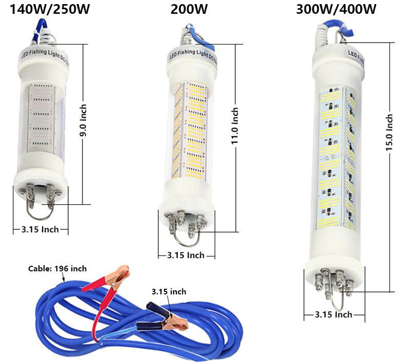  400W DC12V Underwater LED Fishing Light Bait Lure Squid Bait for Night Fishing 4