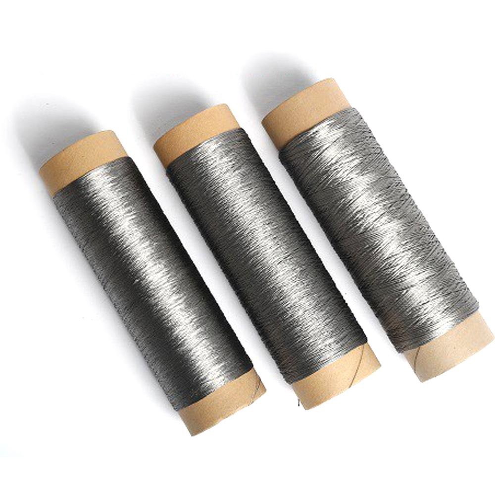 Metallic Stainless Thin Conductive Filament Weaving Yarn Braid Fiber Anti Static 4