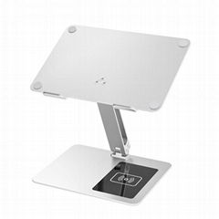Single Pole Aluminum Laptop Stand with wireless phone charger 