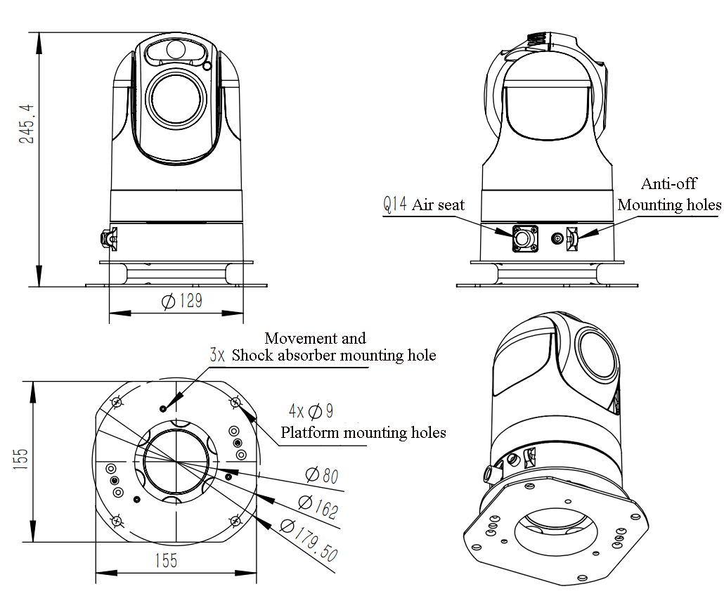 Portable mobile ptz camera, 23~33X 1080P or 4K camera and 10~100m infrared devic 2