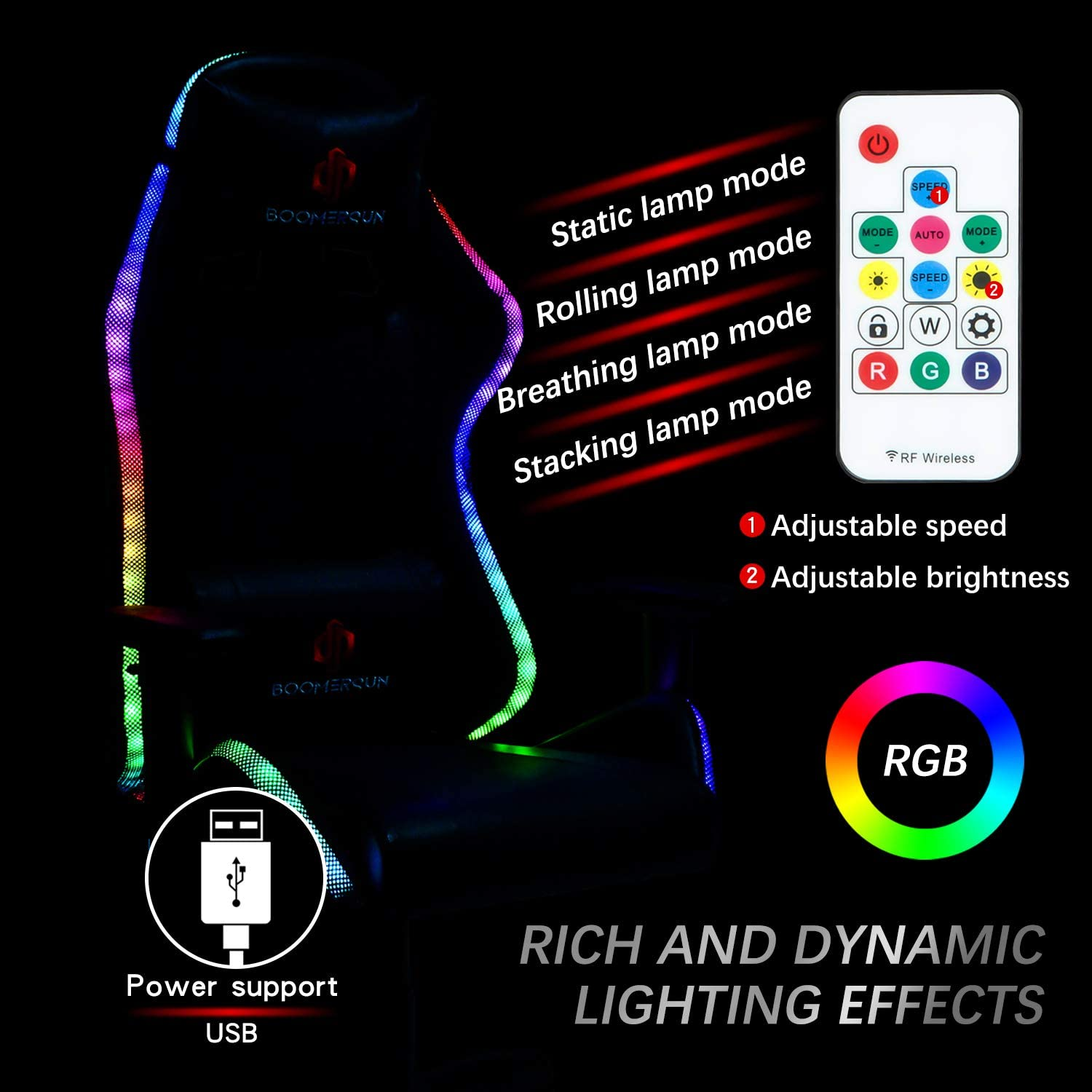 2022 New Design PU Leather Gaming Chair With Lights And Speakers 2