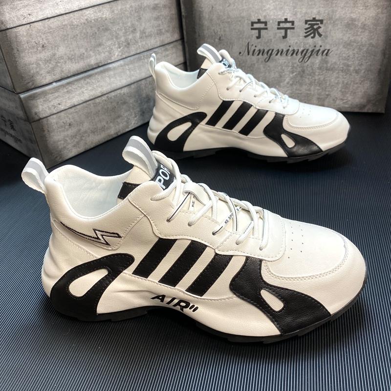 2021新款秋季高帮老爹鞋男潮流百搭运动休闲鞋韩版厚底小白潮鞋男