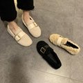 單鞋女2021秋冬季新款百搭網紅平底防滑毛毛鞋子女外穿加絨豆豆鞋