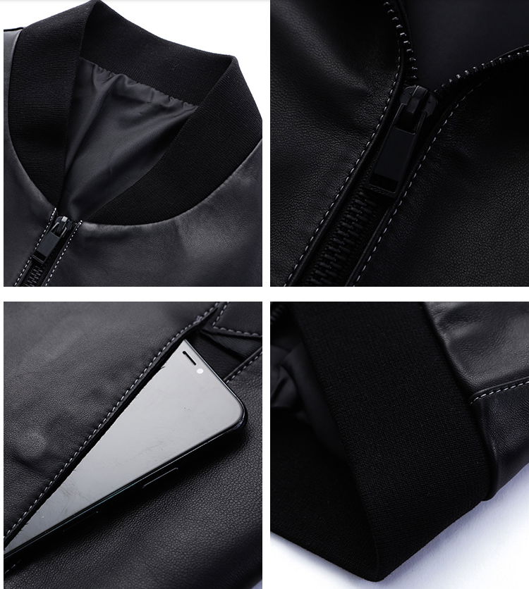 Sheep leather leather stitching jacket men's autumn 2021 lapel high-quality jack 4