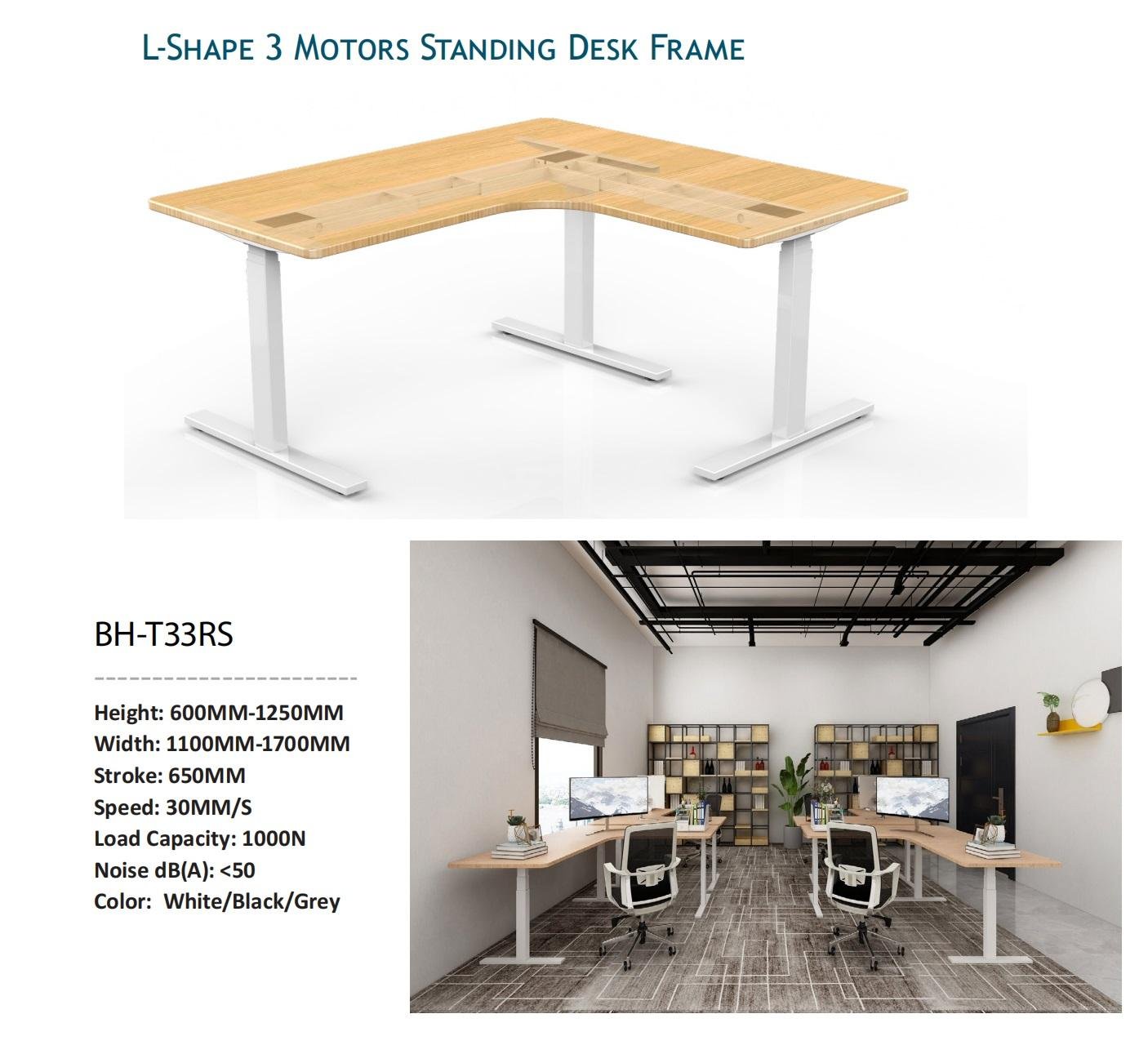 Electric Height Adjustable L Shaped Sit Stand Desk 2